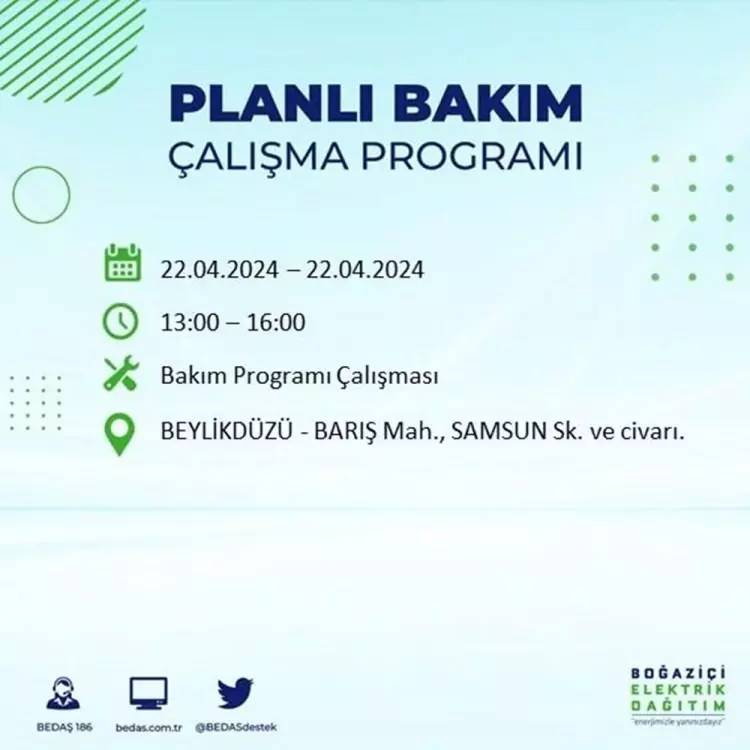 İstanbullular dikkat! BEDAŞ gün ve saat vererek uyardı! 22 Nisan Pazartesi 18 ilçe karanlığa gömülecek, İşte o ilçeler... 28