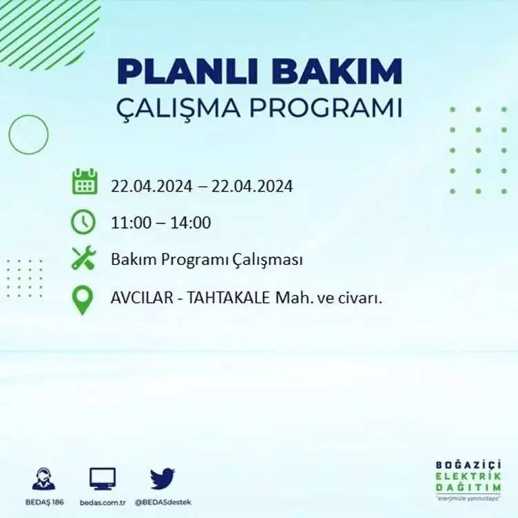 İstanbullular dikkat! BEDAŞ gün ve saat vererek uyardı! 22 Nisan Pazartesi 18 ilçe karanlığa gömülecek, İşte o ilçeler... 3