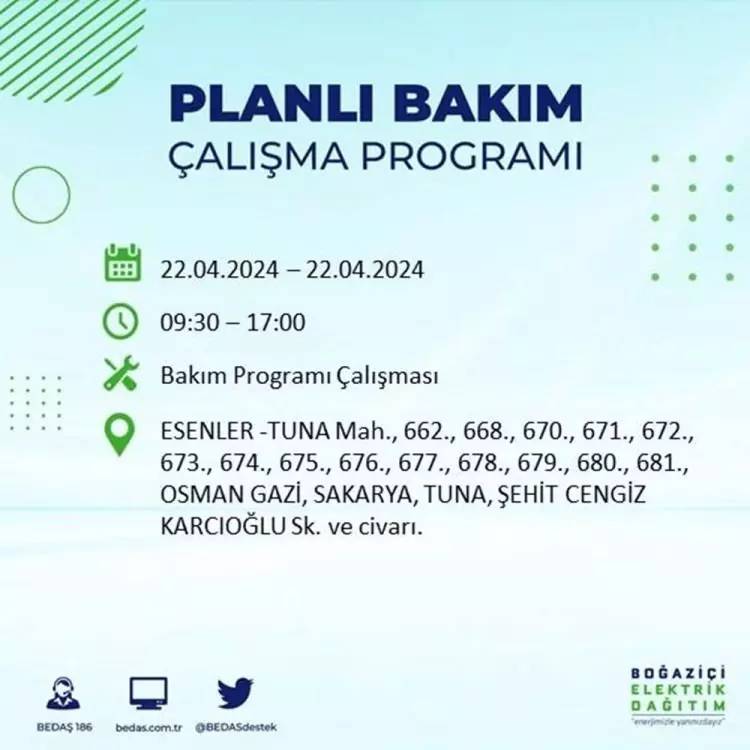 İstanbullular dikkat! BEDAŞ gün ve saat vererek uyardı! 22 Nisan Pazartesi 18 ilçe karanlığa gömülecek, İşte o ilçeler... 33