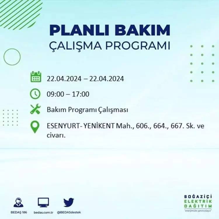 İstanbullular dikkat! BEDAŞ gün ve saat vererek uyardı! 22 Nisan Pazartesi 18 ilçe karanlığa gömülecek, İşte o ilçeler... 34