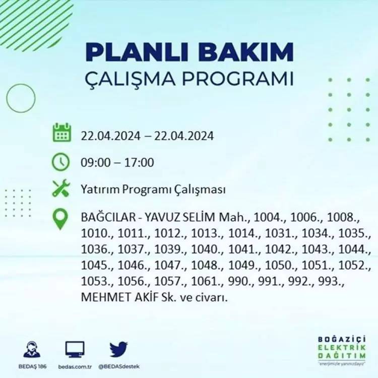 İstanbullular dikkat! BEDAŞ gün ve saat vererek uyardı! 22 Nisan Pazartesi 18 ilçe karanlığa gömülecek, İşte o ilçeler... 5