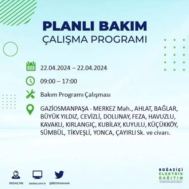 İstanbullular dikkat! BEDAŞ gün ve saat vererek uyardı! 22 Nisan Pazartesi 18 ilçe karanlığa gömülecek, İşte o ilçeler... 50