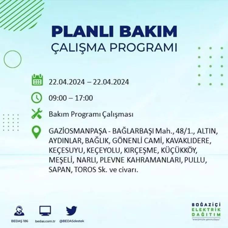 İstanbullular dikkat! BEDAŞ gün ve saat vererek uyardı! 22 Nisan Pazartesi 18 ilçe karanlığa gömülecek, İşte o ilçeler... 51