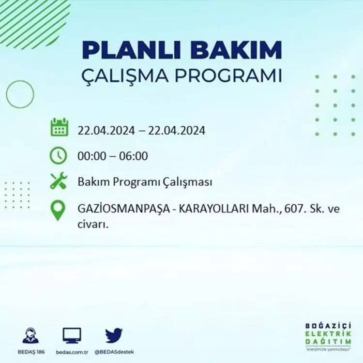 İstanbullular dikkat! BEDAŞ gün ve saat vererek uyardı! 22 Nisan Pazartesi 18 ilçe karanlığa gömülecek, İşte o ilçeler... 53