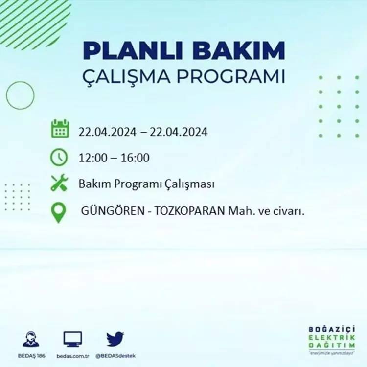 İstanbullular dikkat! BEDAŞ gün ve saat vererek uyardı! 22 Nisan Pazartesi 18 ilçe karanlığa gömülecek, İşte o ilçeler... 55