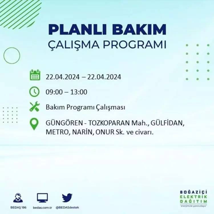 İstanbullular dikkat! BEDAŞ gün ve saat vererek uyardı! 22 Nisan Pazartesi 18 ilçe karanlığa gömülecek, İşte o ilçeler... 56