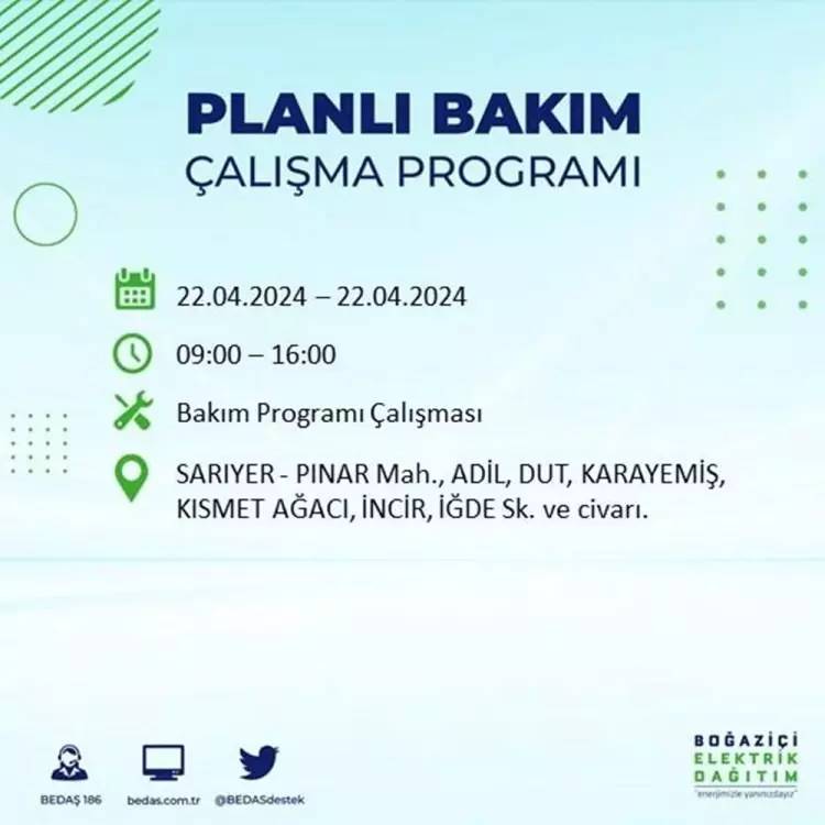 İstanbullular dikkat! BEDAŞ gün ve saat vererek uyardı! 22 Nisan Pazartesi 18 ilçe karanlığa gömülecek, İşte o ilçeler... 59