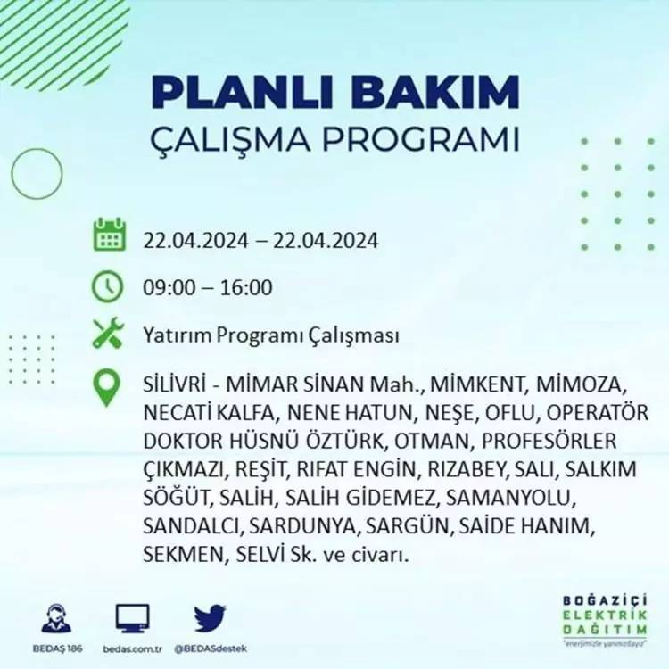 İstanbullular dikkat! BEDAŞ gün ve saat vererek uyardı! 22 Nisan Pazartesi 18 ilçe karanlığa gömülecek, İşte o ilçeler... 63