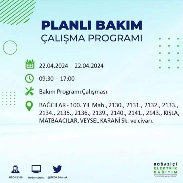 İstanbullular dikkat! BEDAŞ gün ve saat vererek uyardı! 22 Nisan Pazartesi 18 ilçe karanlığa gömülecek, İşte o ilçeler... 7