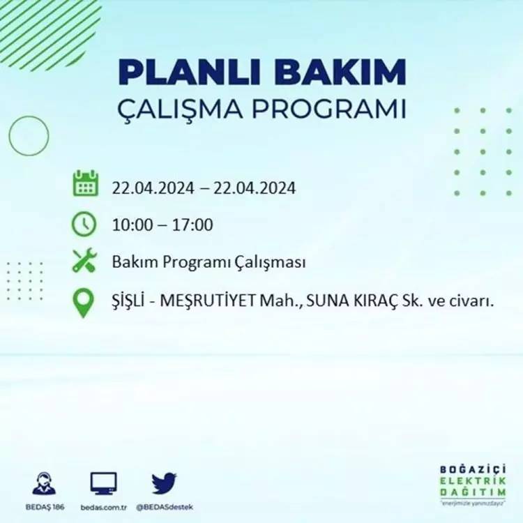 İstanbullular dikkat! BEDAŞ gün ve saat vererek uyardı! 22 Nisan Pazartesi 18 ilçe karanlığa gömülecek, İşte o ilçeler... 72