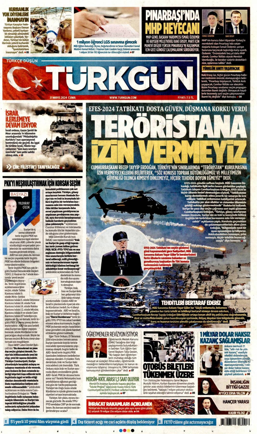 'Teröristan'a izin yok' 31 Mayıs Cuma tüm Gazete manşetleri 7