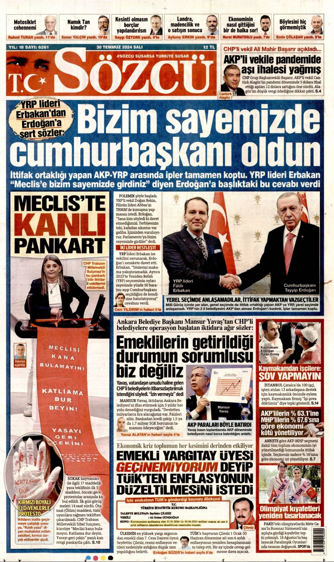 Hem suçlu, hem yüzsüz! 30 Temmuz Salı tüm gazete manşetleri... 4