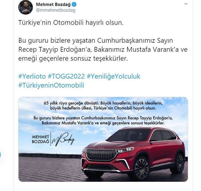 Ünlülerden 'yerli otomobil' paylaşımları 9