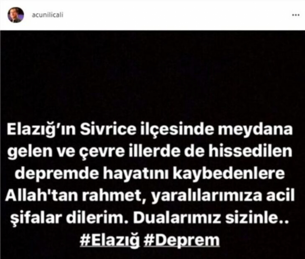 Ünlülerin Elazığ depremi paylaşımları! Acılarını böyle duyurdular 5