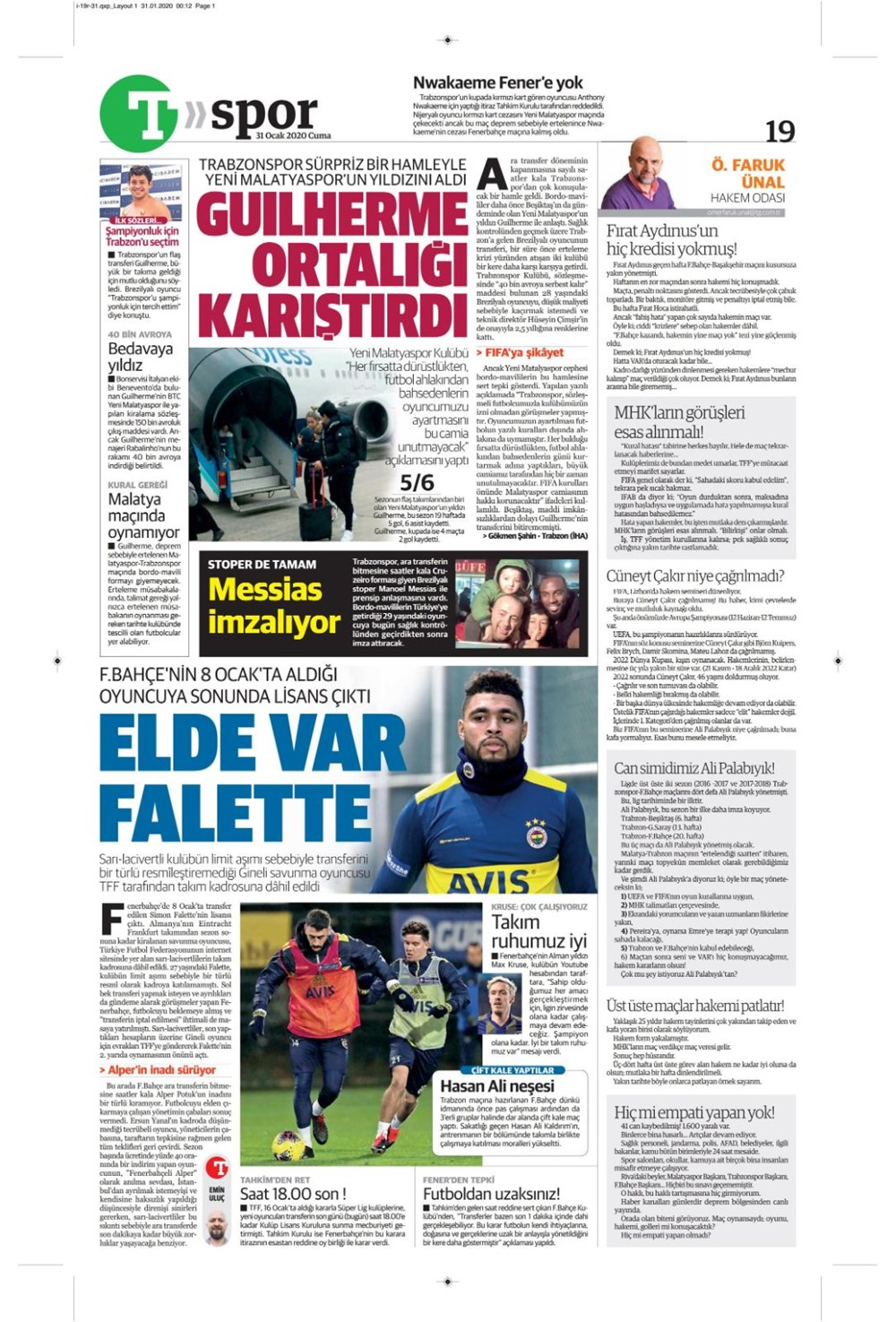 İşte 31 Ocak günün spor manşetleri! Haftanın transferleri 19