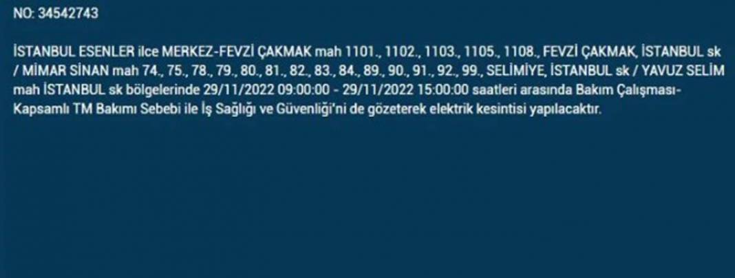 İstanbullular dikkat! BEDAŞ'tan yarın için elektrik kesintisi uyarısı! İşte 29 Kasım 2022 Salı günü elektrik kesintisi yaşanacak ilçe ve mahalleler... 27