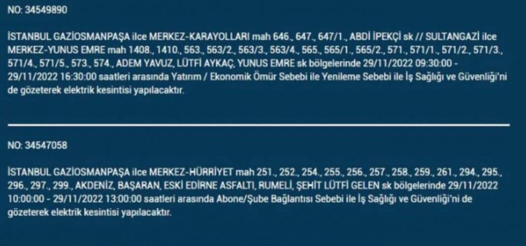 İstanbullular dikkat! BEDAŞ'tan yarın için elektrik kesintisi uyarısı! İşte 29 Kasım 2022 Salı günü elektrik kesintisi yaşanacak ilçe ve mahalleler... 12