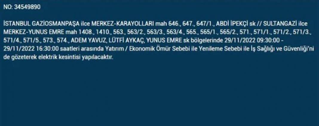 İstanbullular dikkat! BEDAŞ'tan yarın için elektrik kesintisi uyarısı! İşte 29 Kasım 2022 Salı günü elektrik kesintisi yaşanacak ilçe ve mahalleler... 8