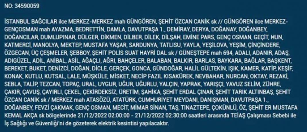 İstanbul'da elektrik kesintisi! O ilçe ve mahallelerde oturanlar yarın için tedbirli olun! 22