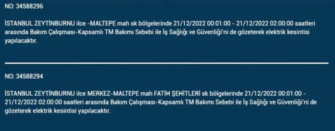 İstanbul'da elektrik kesintisi! O ilçe ve mahallelerde oturanlar yarın için tedbirli olun! 31