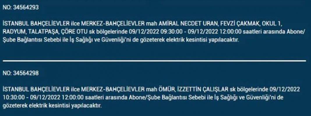 İstanbullular dikkat! BEDAŞ'tan planlı elektrik kesintisi uyarısı! İşte elektrikleri kesilecek ilçe ve mahalleler... 9