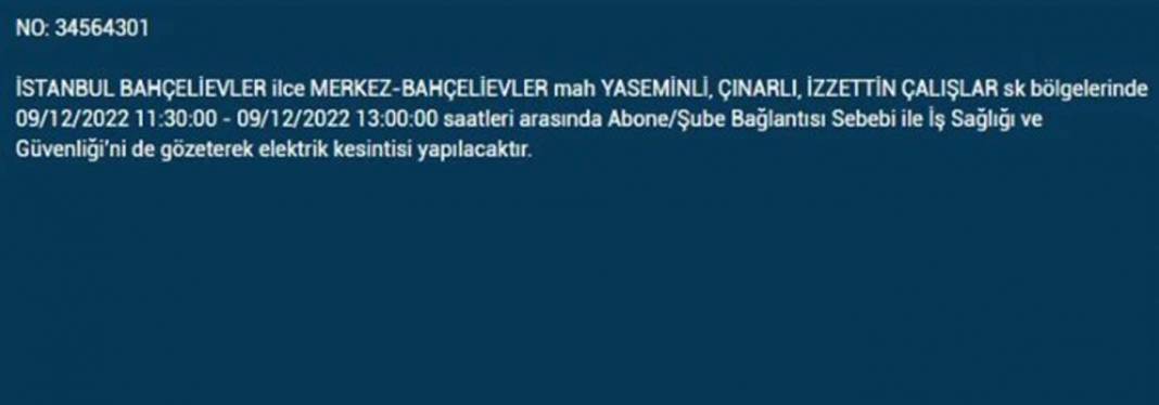 İstanbullular dikkat! BEDAŞ'tan planlı elektrik kesintisi uyarısı! İşte elektrikleri kesilecek ilçe ve mahalleler... 13