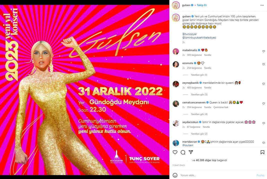 Aylar sonra ilk paylaşım geldi! İmam hatiplilere yönelik sözleri nedeniyle gündem olan şarkıcı Gülşen, sahnelere geri dönüyor! "Queen is back!" 3