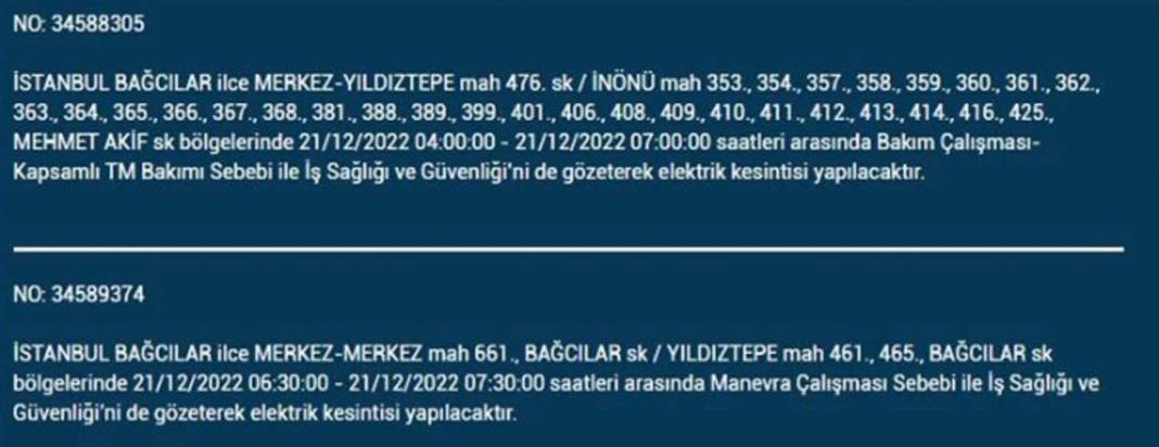 İstanbul'da elektrik kesintisi! O ilçe ve mahallelerde oturanlar yarın için tedbirli olun! 18