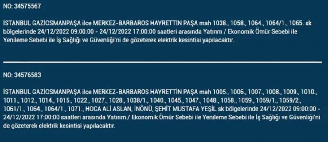 Yarın İstanbulluların elektrikleri kesilecek! İşte planlı elektrik kesintisinden etkilenecek ilçe ve mahalleler... 16