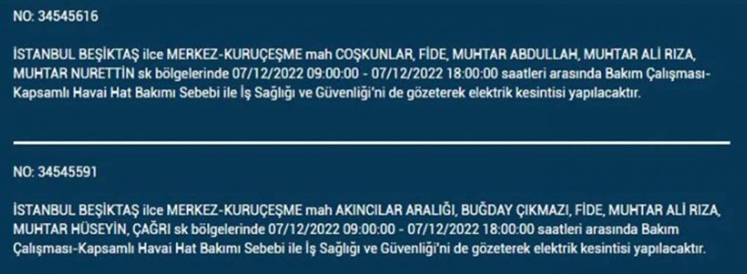 BEDAŞ'tan İstanbullulara planlı elektrik kesintisi uyarısı! İşte kesintiden etkilenecek ilçe ve mahalleler... 5