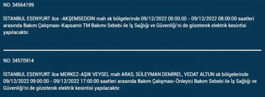 İstanbullular dikkat! BEDAŞ'tan planlı elektrik kesintisi uyarısı! İşte elektrikleri kesilecek ilçe ve mahalleler... 20