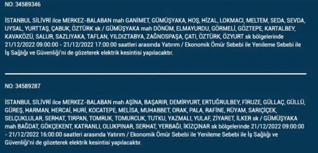 İstanbul'da elektrik kesintisi! O ilçe ve mahallelerde oturanlar yarın için tedbirli olun! 25