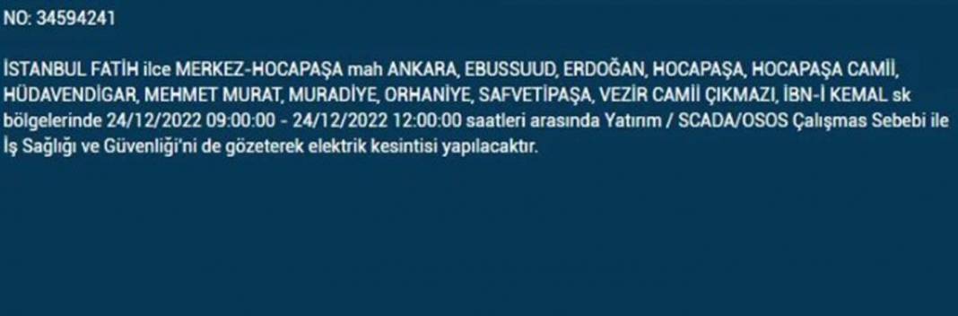 Yarın İstanbulluların elektrikleri kesilecek! İşte planlı elektrik kesintisinden etkilenecek ilçe ve mahalleler... 20