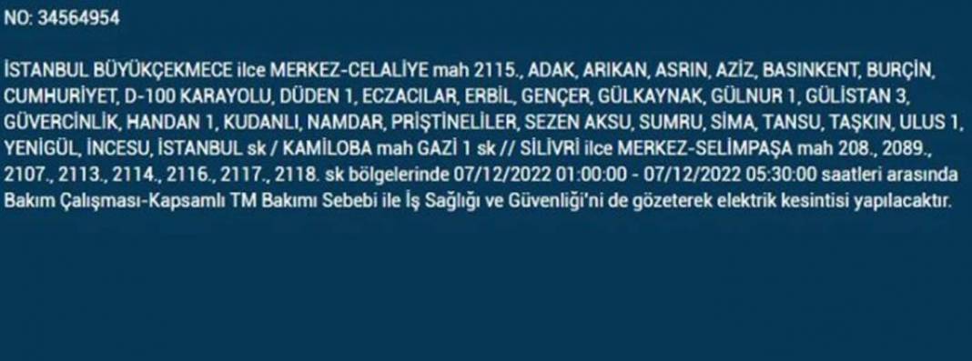 BEDAŞ'tan İstanbullulara planlı elektrik kesintisi uyarısı! İşte kesintiden etkilenecek ilçe ve mahalleler... 13