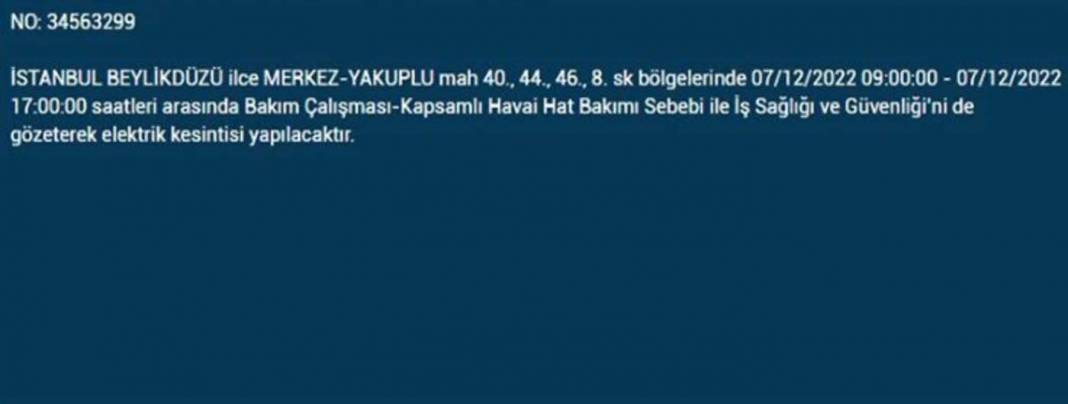 BEDAŞ'tan İstanbullulara planlı elektrik kesintisi uyarısı! İşte kesintiden etkilenecek ilçe ve mahalleler... 7