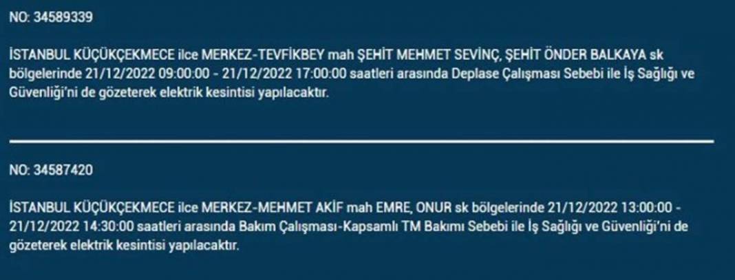 İstanbul'da elektrik kesintisi! O ilçe ve mahallelerde oturanlar yarın için tedbirli olun! 28