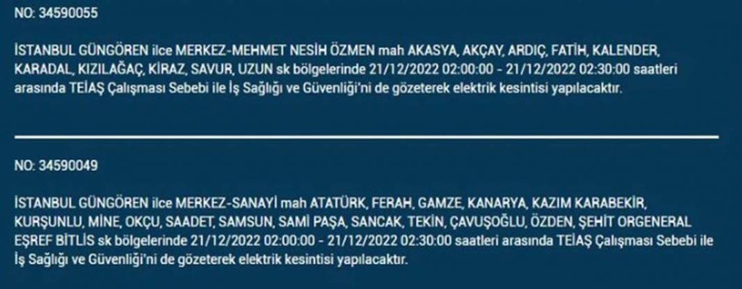 İstanbul'da elektrik kesintisi! O ilçe ve mahallelerde oturanlar yarın için tedbirli olun! 27