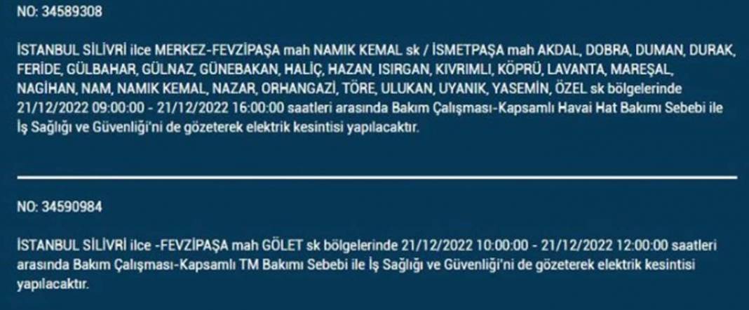 İstanbul'da elektrik kesintisi! O ilçe ve mahallelerde oturanlar yarın için tedbirli olun! 23