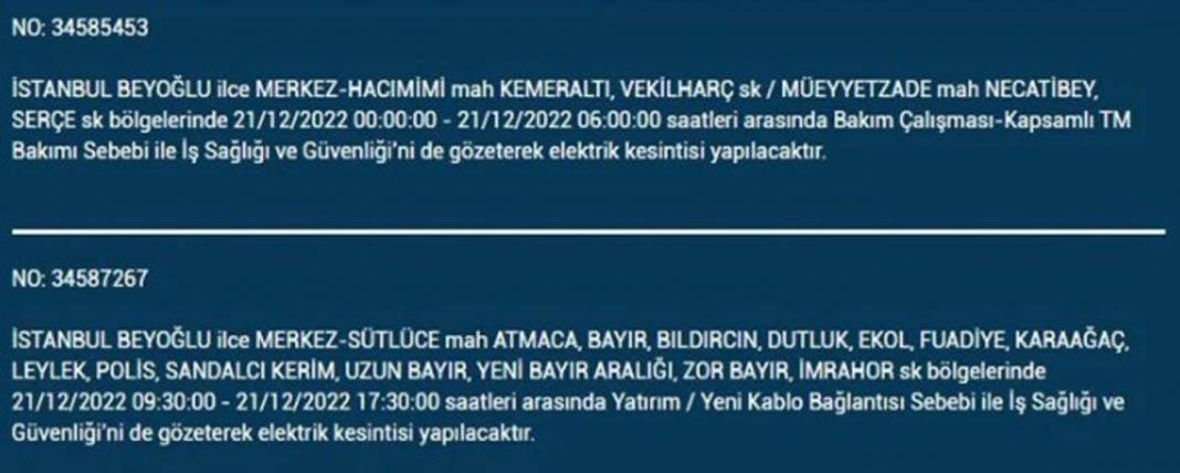 İstanbul'da elektrik kesintisi! O ilçe ve mahallelerde oturanlar yarın için tedbirli olun! 15