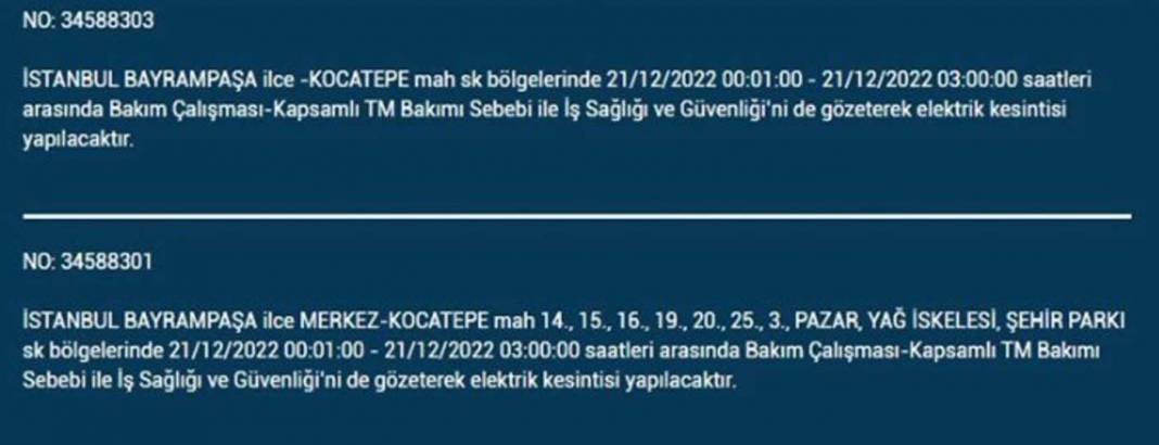 İstanbul'da elektrik kesintisi! O ilçe ve mahallelerde oturanlar yarın için tedbirli olun! 11