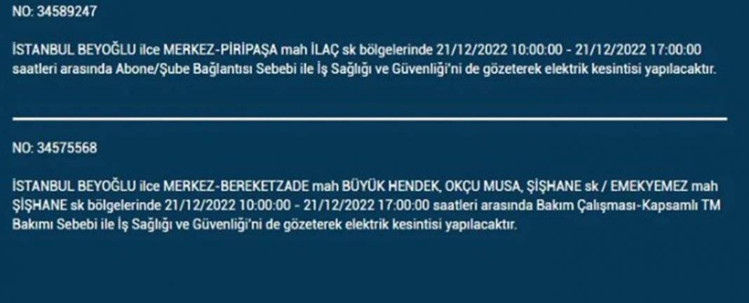 İstanbul'da elektrik kesintisi! O ilçe ve mahallelerde oturanlar yarın için tedbirli olun! 6