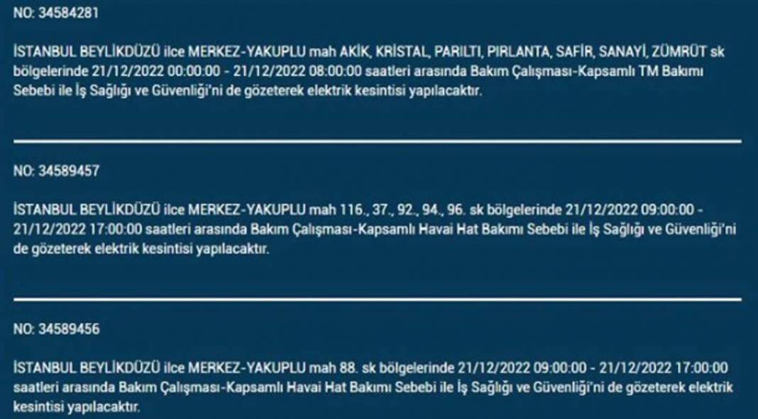 İstanbul'da elektrik kesintisi! O ilçe ve mahallelerde oturanlar yarın için tedbirli olun! 5