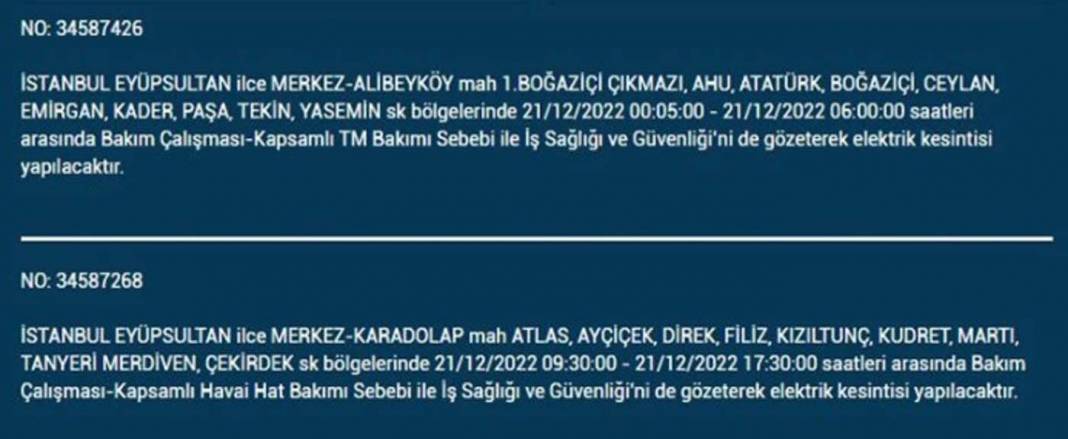 İstanbul'da elektrik kesintisi! O ilçe ve mahallelerde oturanlar yarın için tedbirli olun! 3