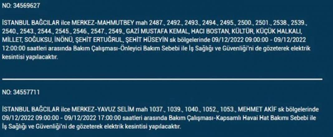 İstanbullular dikkat! BEDAŞ'tan planlı elektrik kesintisi uyarısı! İşte elektrikleri kesilecek ilçe ve mahalleler... 7