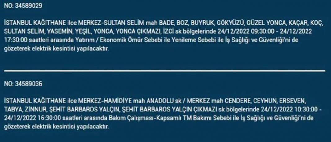 Yarın İstanbulluların elektrikleri kesilecek! İşte planlı elektrik kesintisinden etkilenecek ilçe ve mahalleler... 14