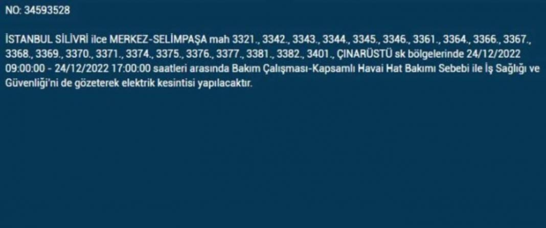 Yarın İstanbulluların elektrikleri kesilecek! İşte planlı elektrik kesintisinden etkilenecek ilçe ve mahalleler... 13