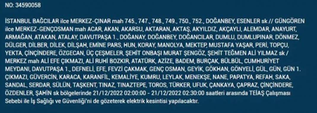 İstanbul'da elektrik kesintisi! O ilçe ve mahallelerde oturanlar yarın için tedbirli olun! 10