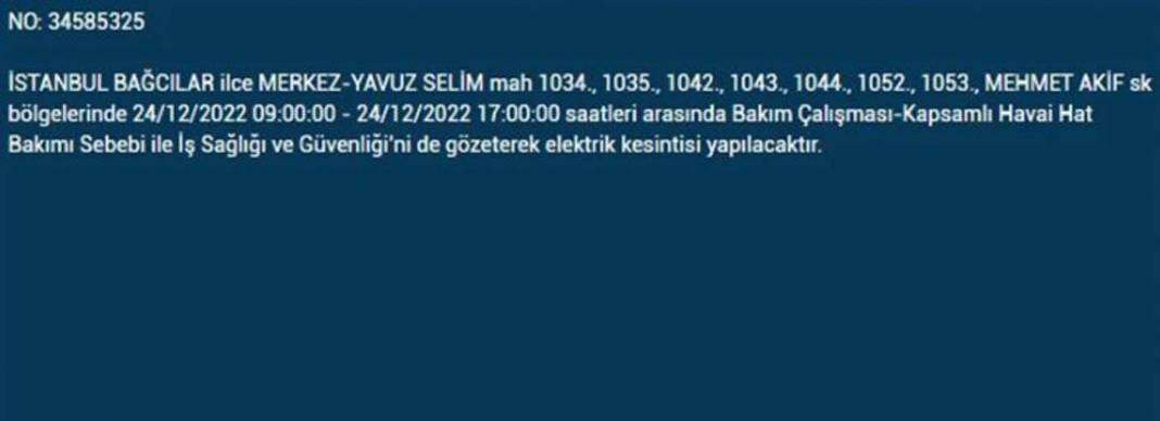 Yarın İstanbulluların elektrikleri kesilecek! İşte planlı elektrik kesintisinden etkilenecek ilçe ve mahalleler... 12