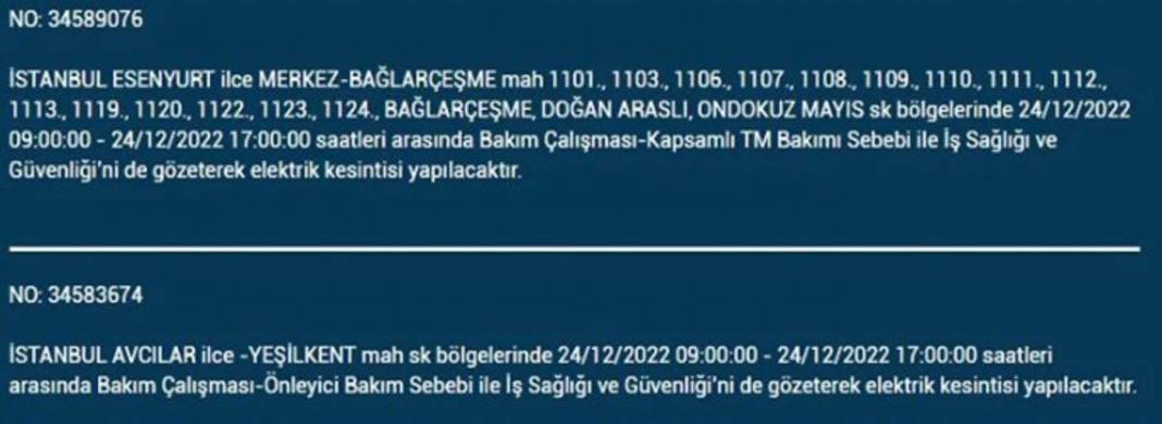 Yarın İstanbulluların elektrikleri kesilecek! İşte planlı elektrik kesintisinden etkilenecek ilçe ve mahalleler... 3