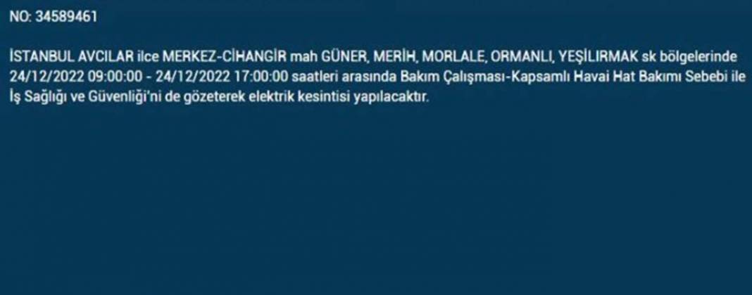 Yarın İstanbulluların elektrikleri kesilecek! İşte planlı elektrik kesintisinden etkilenecek ilçe ve mahalleler... 8